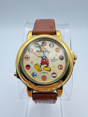 Vintage Lorus Disney Mickey Mouse Musical Watch V421-0020 It's A Small World
